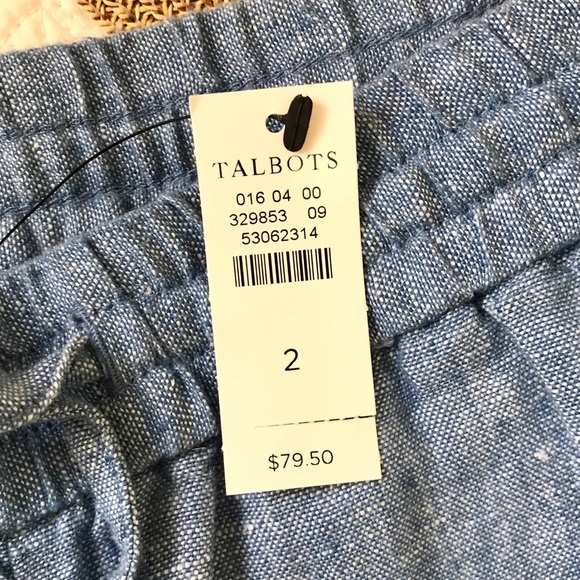 NWT Talbots Linen Chambray Tie Waist Pants - Picture 11 of 16